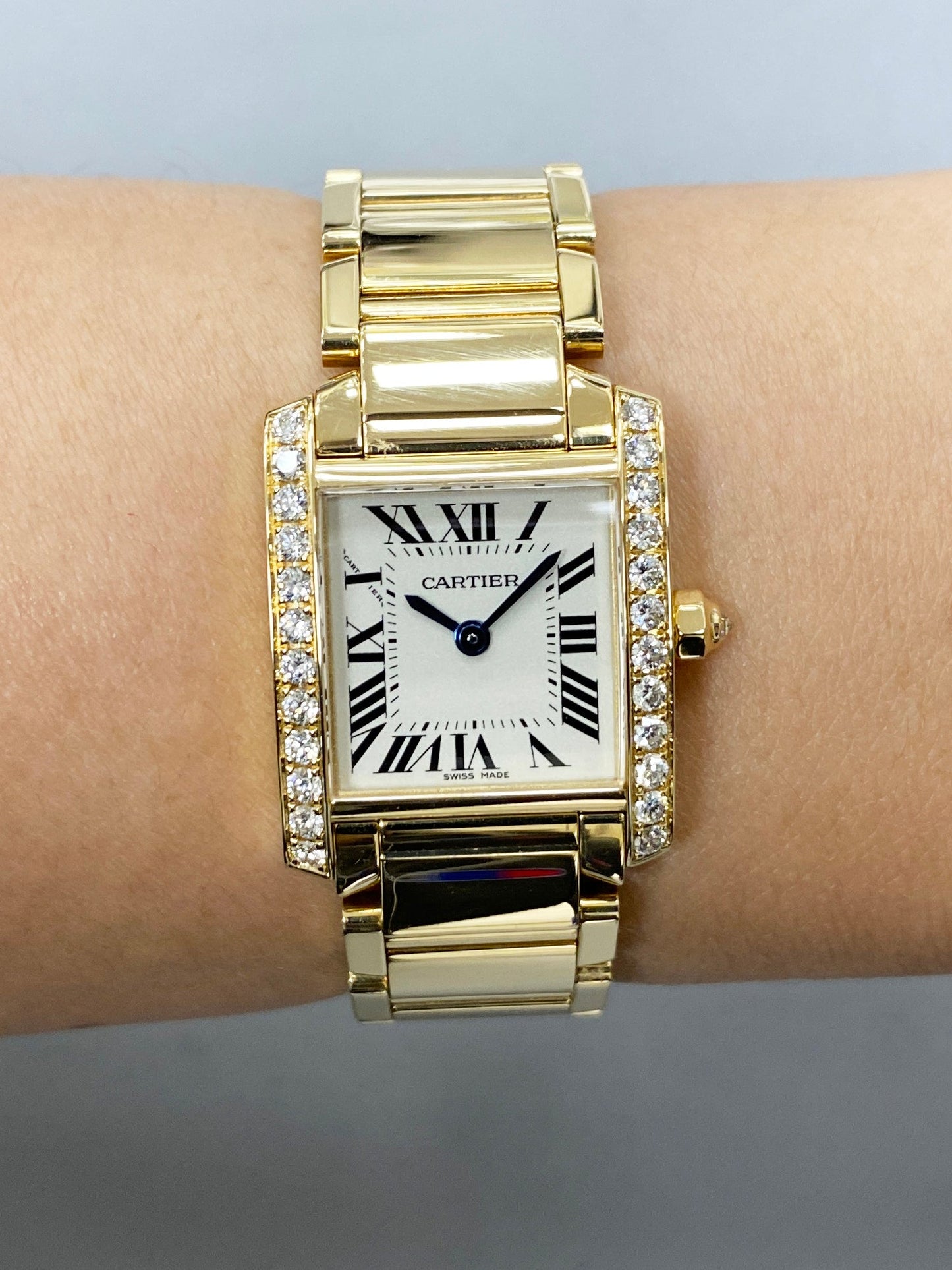 Cartier Tank Francaise WE1001R8 Diamond 18k Yellow Gold Ladies Watch - Wristwatch