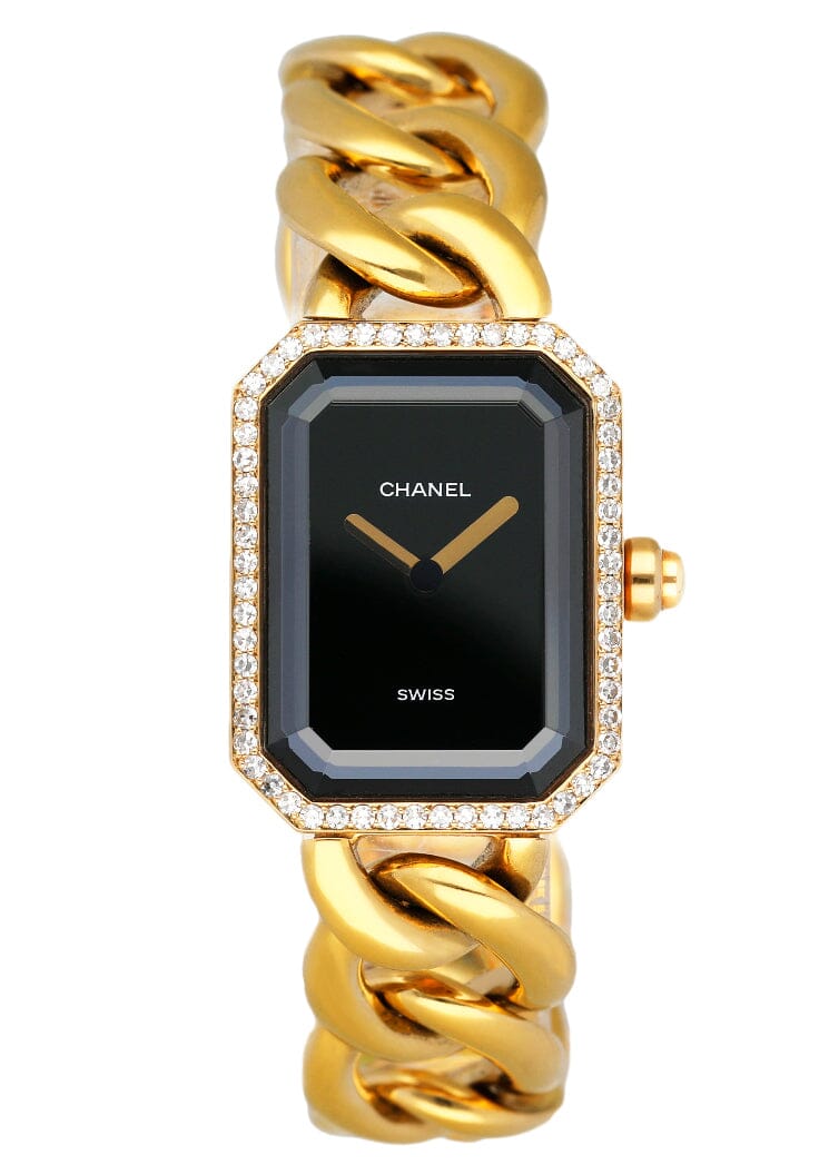Chanel Paris 18K Yellow Gold & Diamond Bezel Onyx Dial Ladies Watch - Virtual