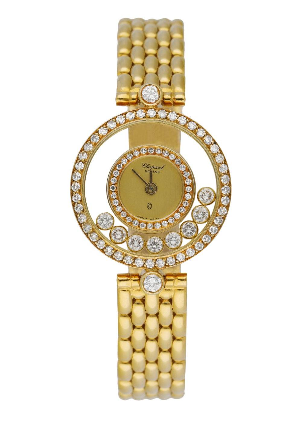 Chopard Happy diamonds 4054 18K Yellow Gold W/Diamond Bezel Box & Papers