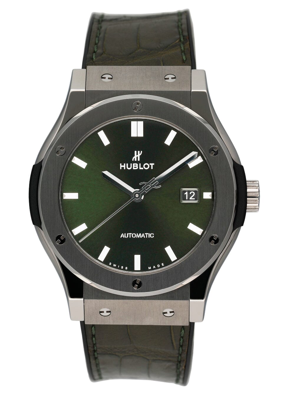 Hublot Classic Fusion 542.NX.8970.LR Green Dial Titanium Mens Watch Box Papers