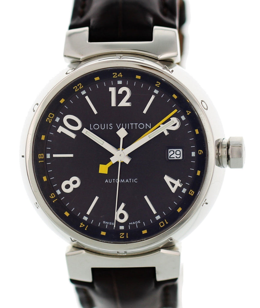 Louis Vuitton Tambour GMT Q1131 Watches Stainless Steel leather