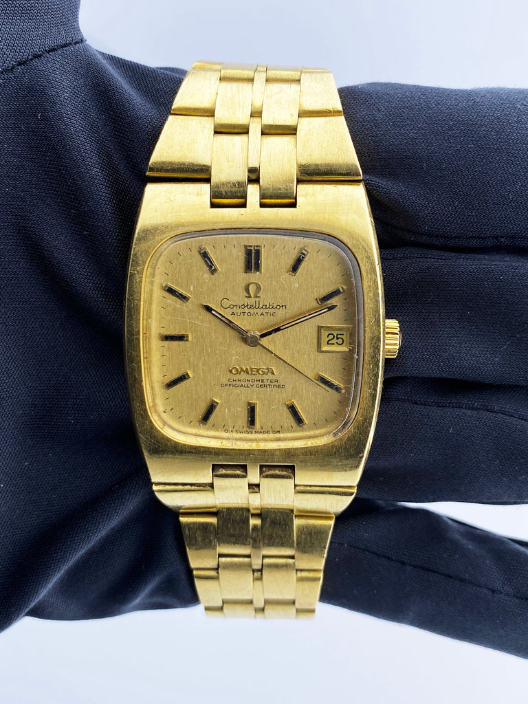 Omega constellation 18k gold hot sale mens watch