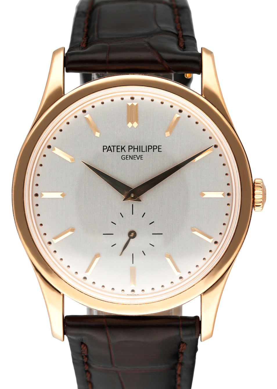 Patek Philippe Calatrava 5196R 18K Rose Gold Mens Watch Papers