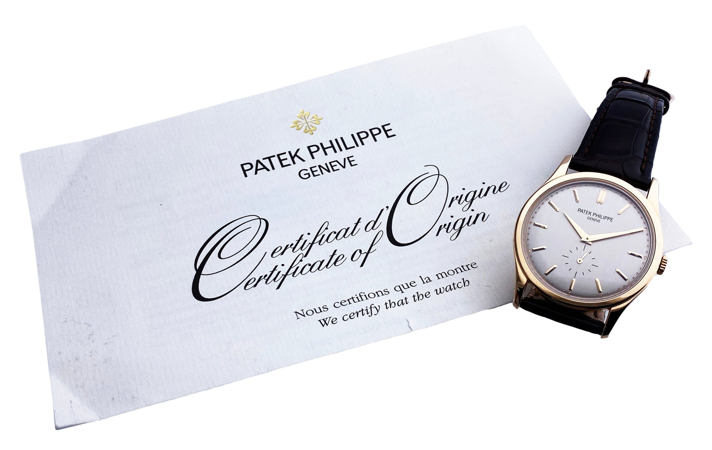 Patek Philippe Calatrava 5196R 18K Rose Gold Mens Watch Papers