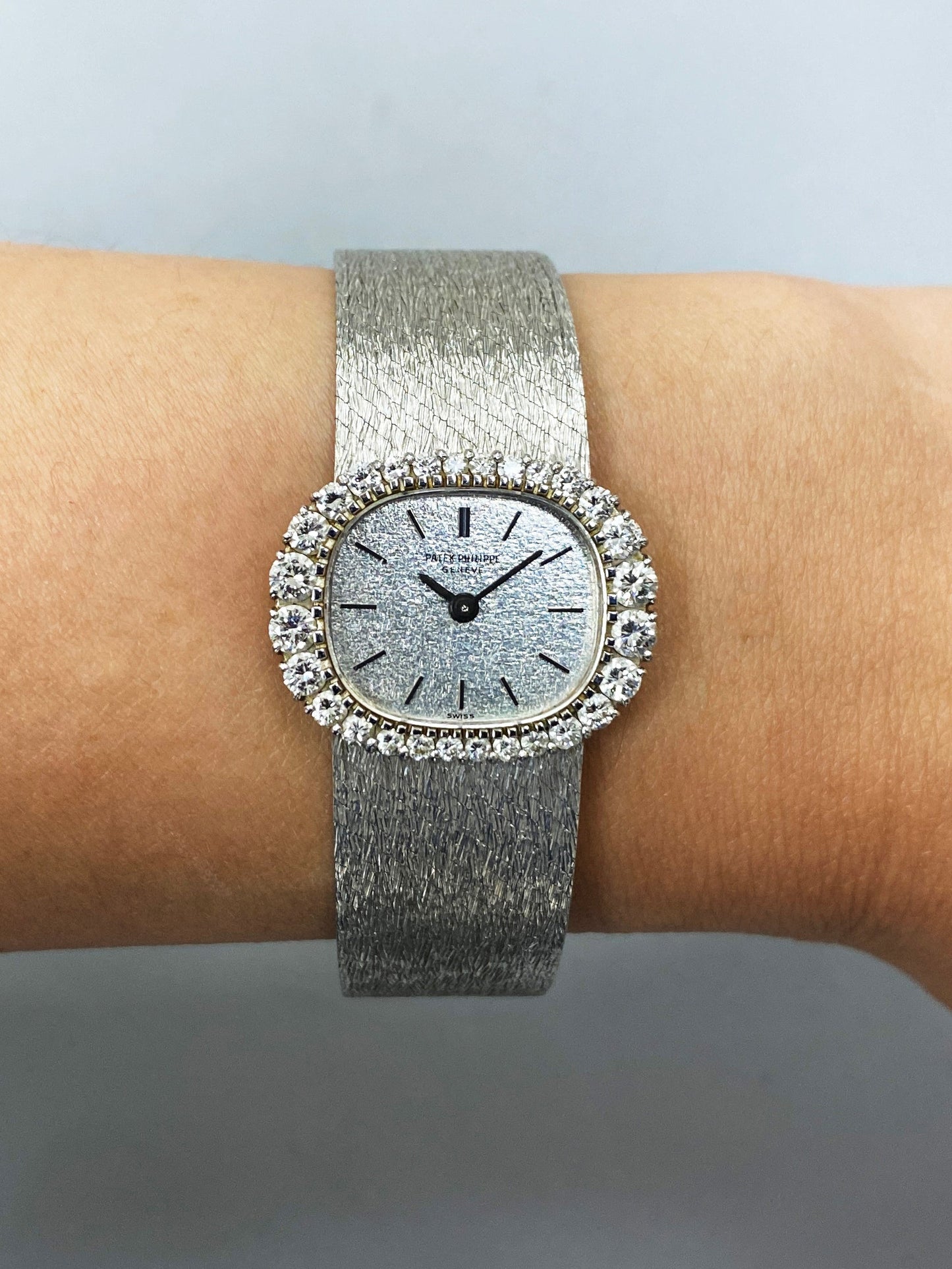 Patek Philippe Diamond Bezel 18K White Gold Ladies Watch