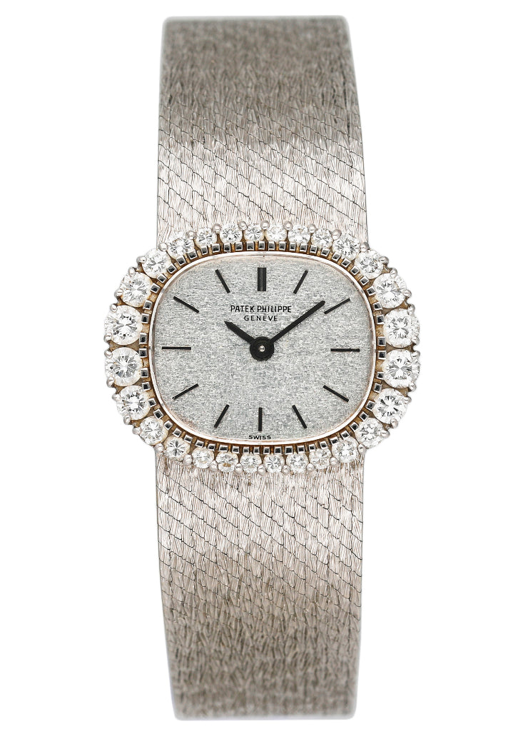 Patek Philippe Diamond Bezel 18K White Gold Ladies Watch – Phigora