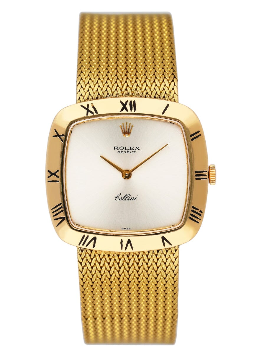 Rolex Cellini 4084 Silver Dial 18K Yellow Gold Vintage Ladies