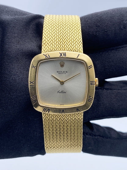 Rolex Cellini 4084 Silver Dial 18K Yellow Gold Vintage Watch