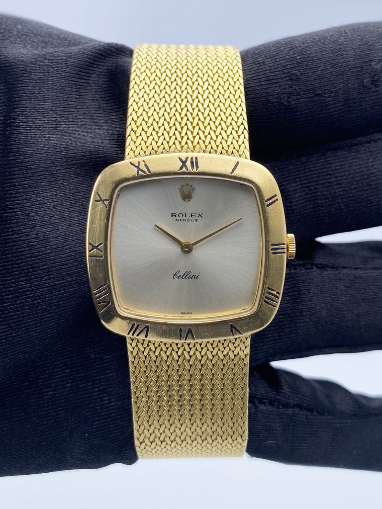 Rolex Cellini 4084 Silver Dial 18K Yellow Gold Vintage Ladies Watch