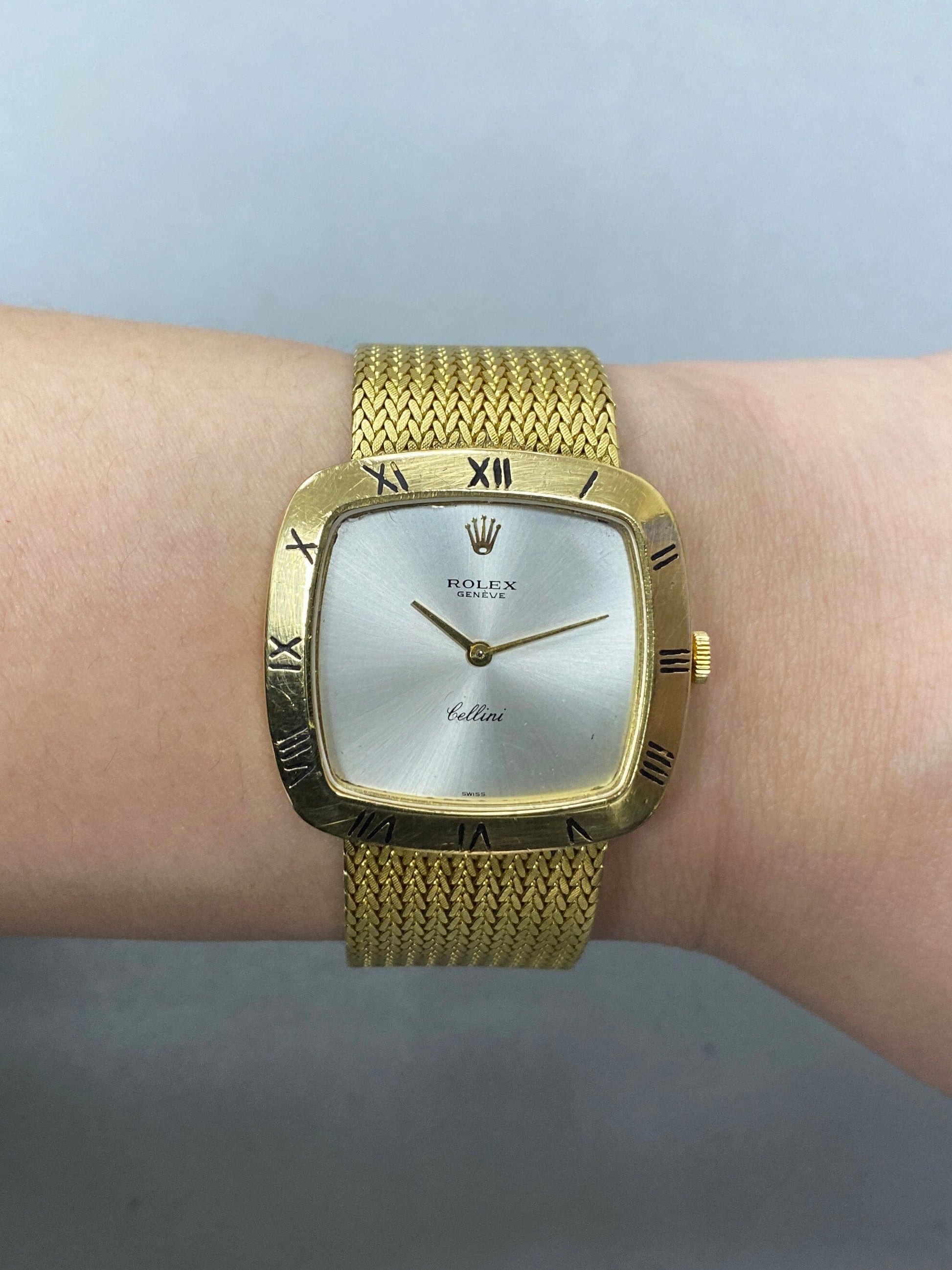 Rolex Cellini 4084 Silver Dial 18K Yellow Gold Vintage Watch