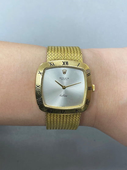 Rolex Cellini 4084 Silver Dial 18K Yellow Gold Vintage Watch