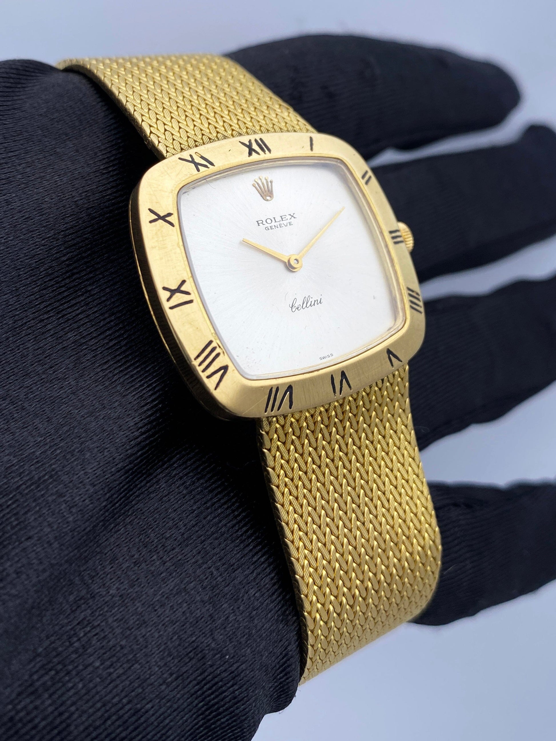 Rolex Cellini 4084 Silver Dial 18K Yellow Gold Vintage Watch