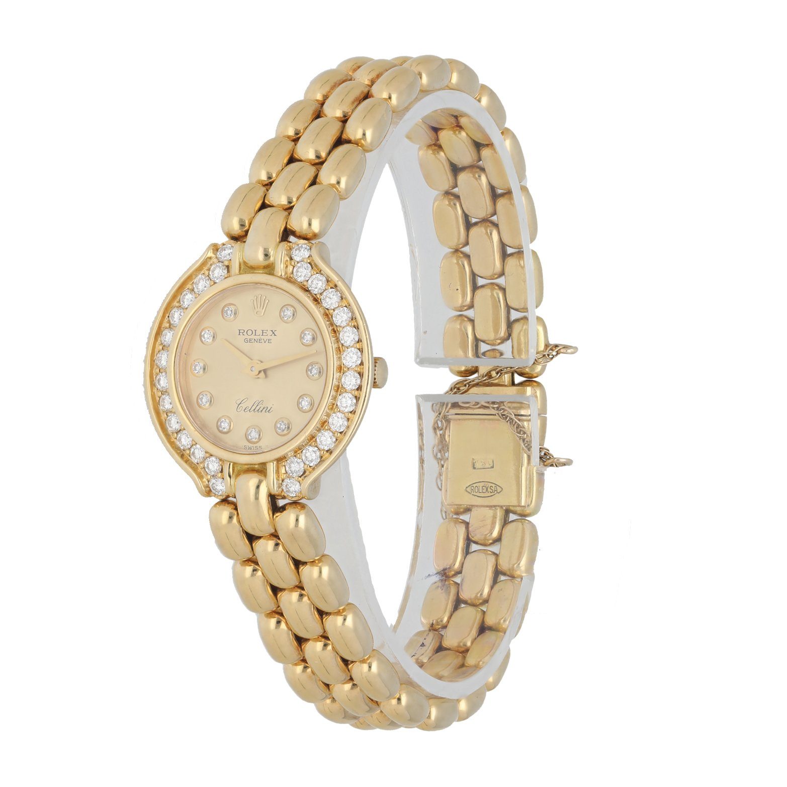 Rolex Cellini 5186 18K Yellow Gold Diamond Set Ladies Watch