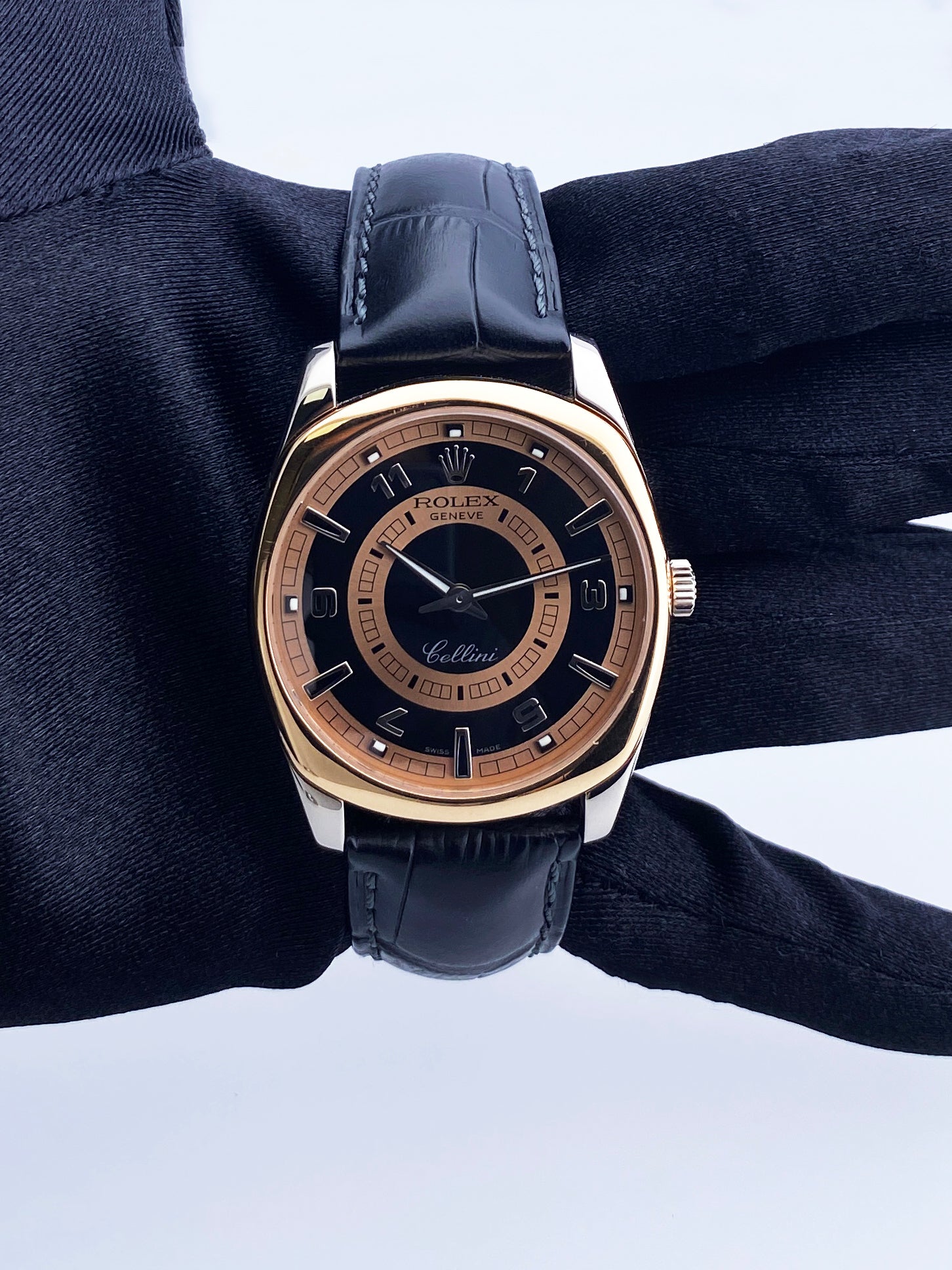 Rolex Cellini Daenos 4243 White & Rose Gold Mens Watch