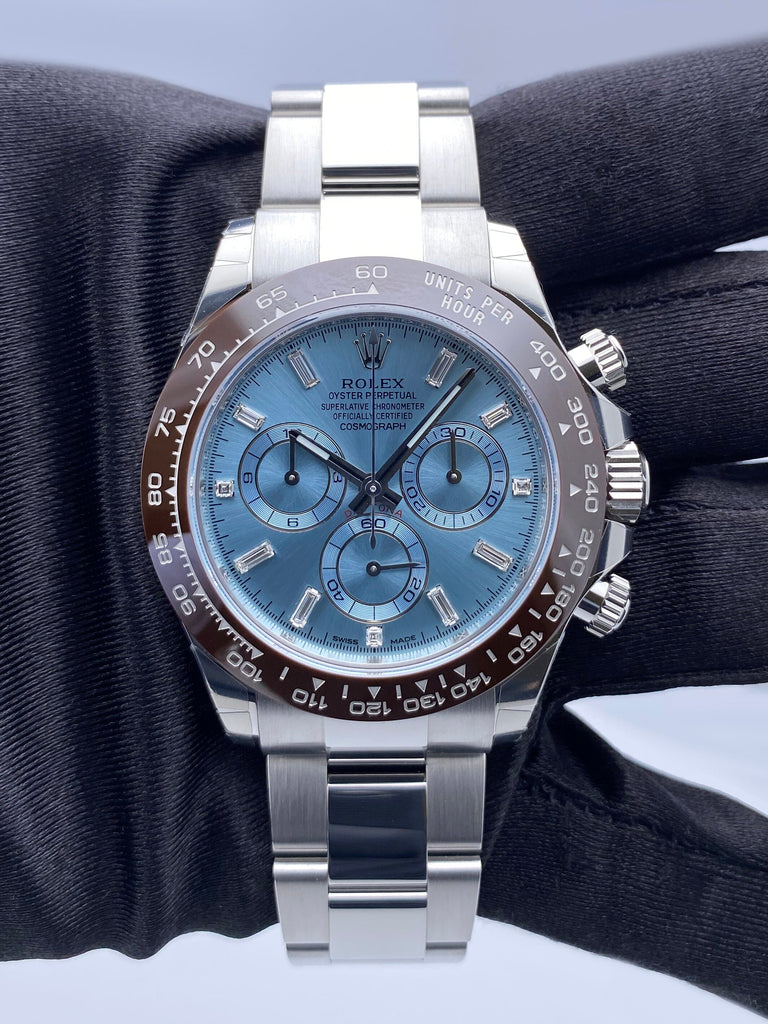 Rolex Cosmograph Daytona 116506 Ice-Blue Dial Platinum Mens Watch Box Papers