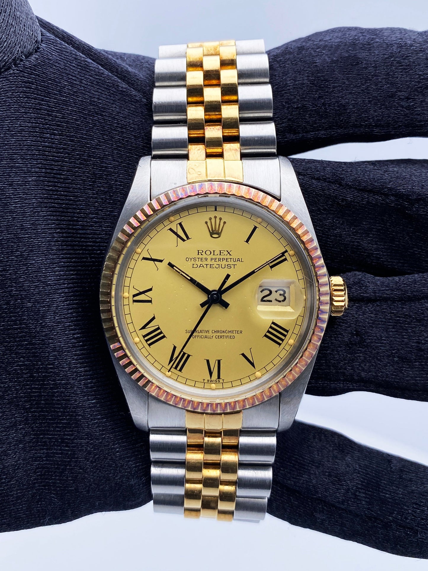 Rolex Datejust 16013 Buckley Dial Mens Watch Box Papers