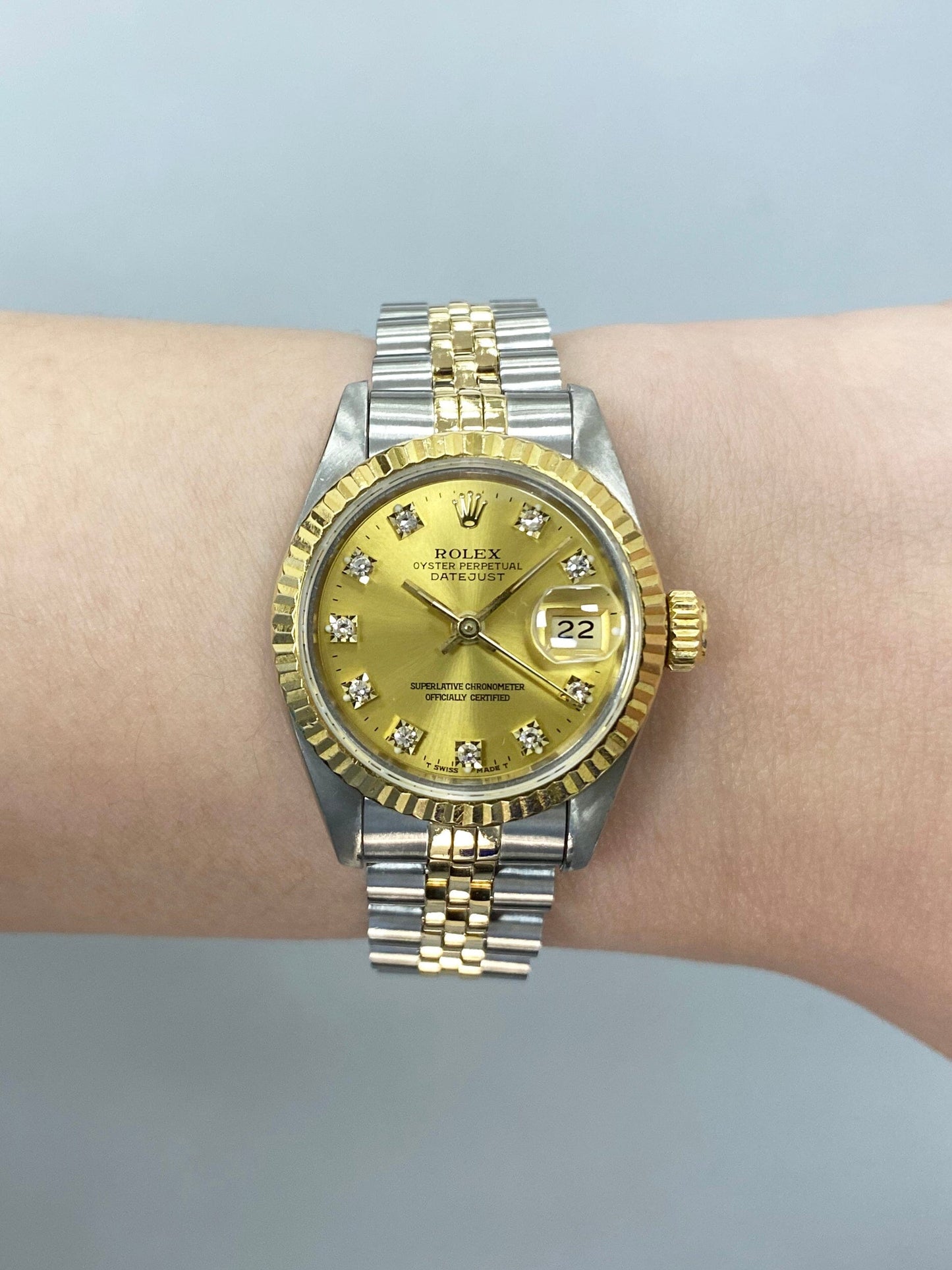 Rolex Datejust 69173 Diamond Champagne Dial Ladies Watch Box Papers - Watches