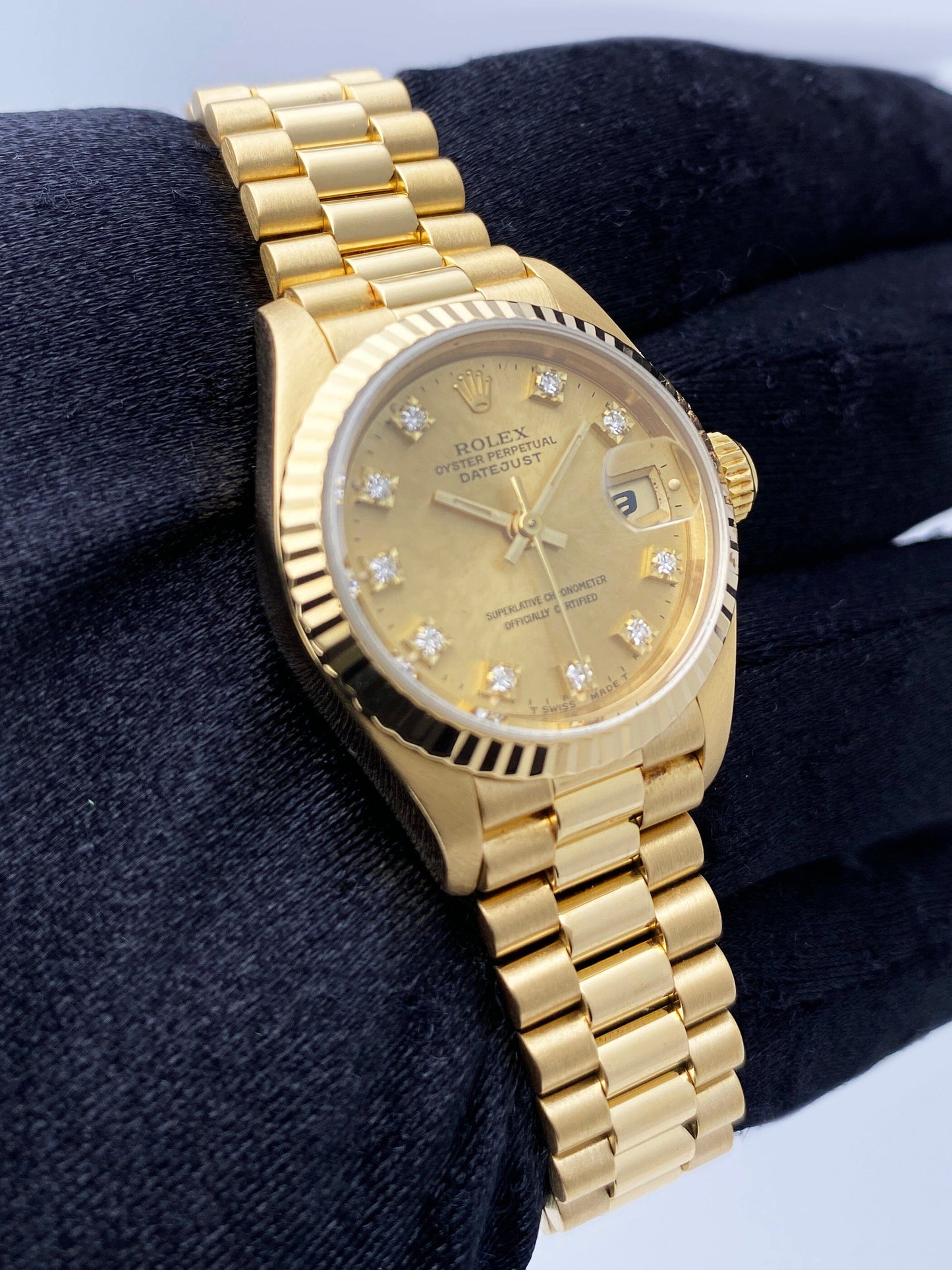 Rolex Datejust 69178 Diamond Dial 18K Yellow Gold Ladies Watch