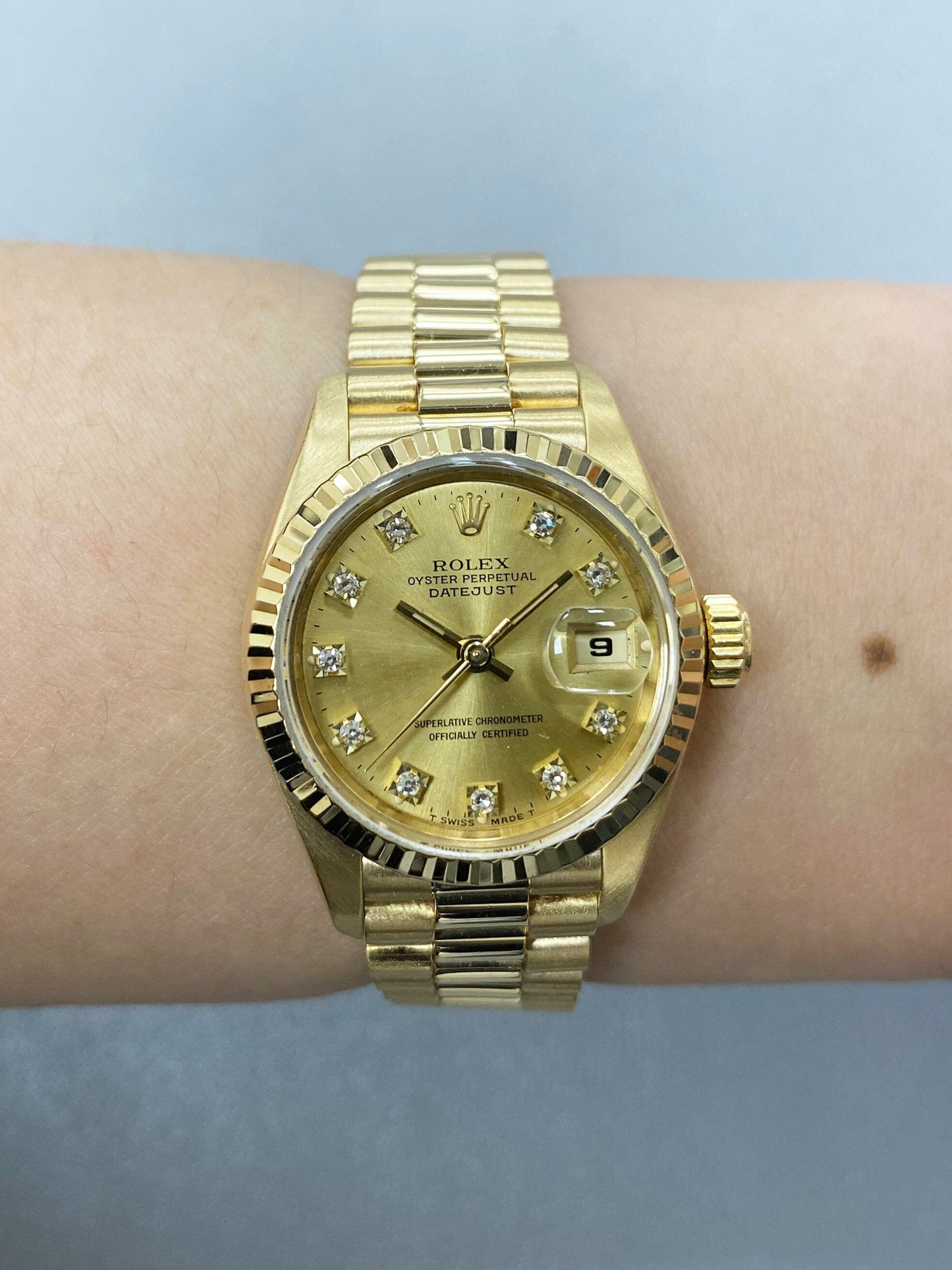 Rolex Datejust 69178 Diamond Dial 18K Yellow Gold Ladies Watch