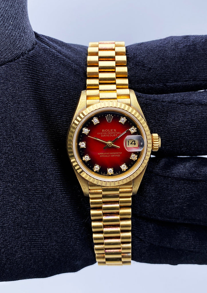 邦楽 [Red's Box] RED WARRIORS Rolex Datejust 69178 Red Dial Ladies Watch Box Papers