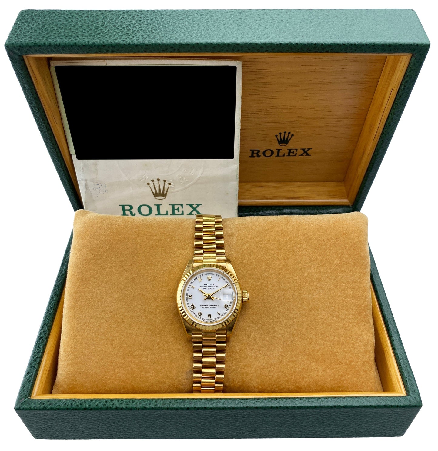 Rolex Datejust 69178 White Dial 18K Yellow Gold Ladies Watch Box Papers