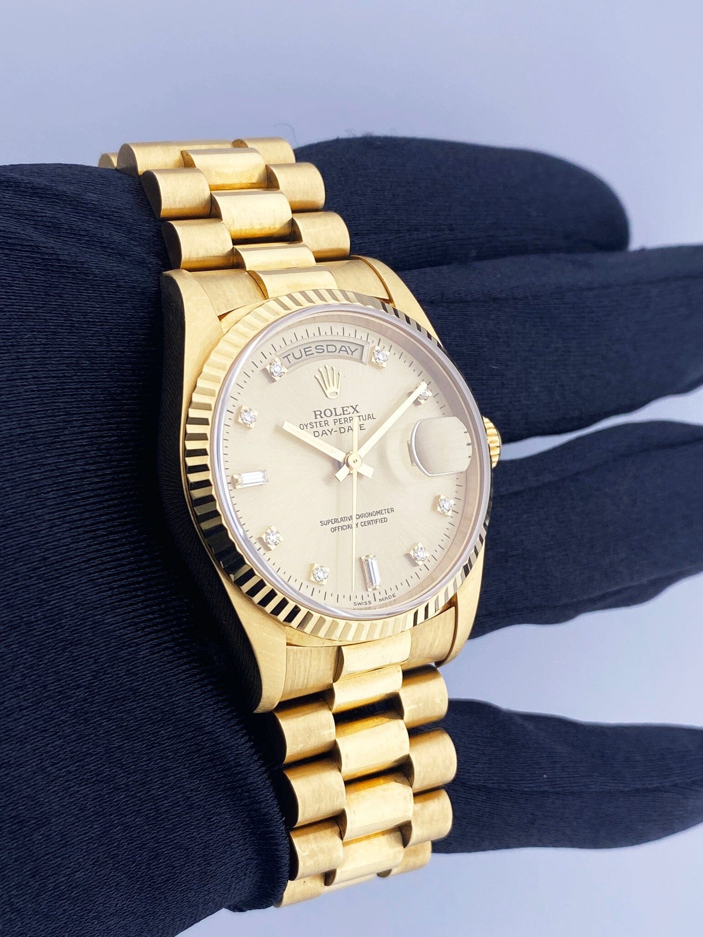 Rolex Day Date 18238 President Diamond Dial Mens Watch - Wristwatch