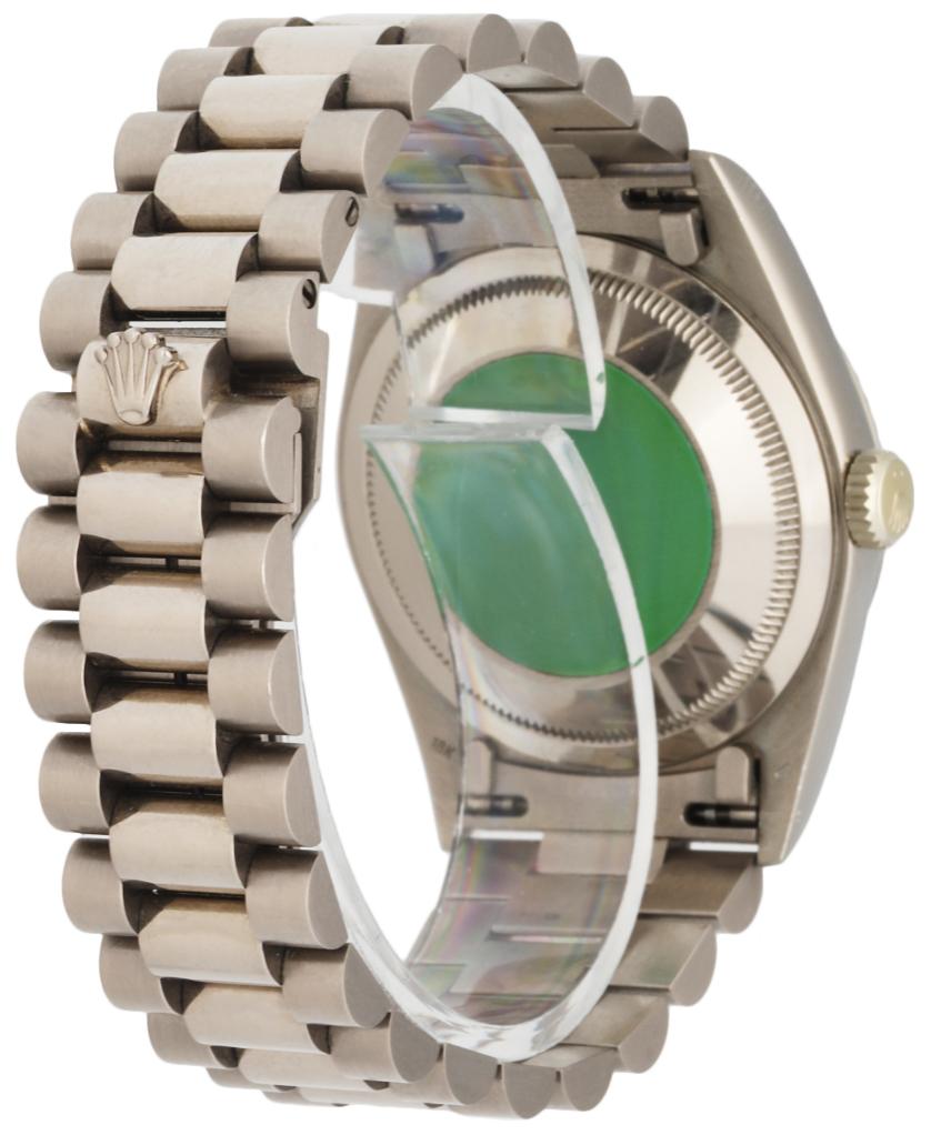 Rolex Day Date 18239 18K White Gold Wood Dial Men’s Watch Mint - Wristwatch