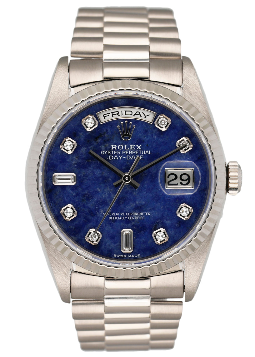 Rolex Day Date 18239 Sodalite Diamond Dial Mens Watch – Phigora