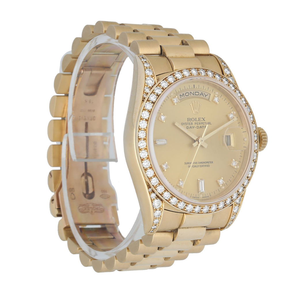 Rolex Day-Date President 18338 Diamond Dial & Bezel Men's Watch.
