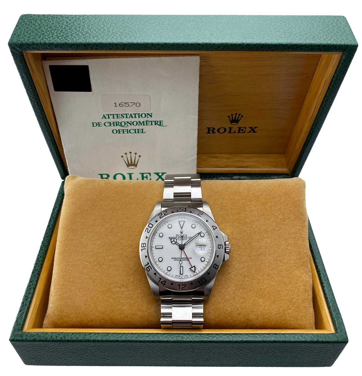 Rolex Explorer II 16570 White Dial Mens Watch Box Papers