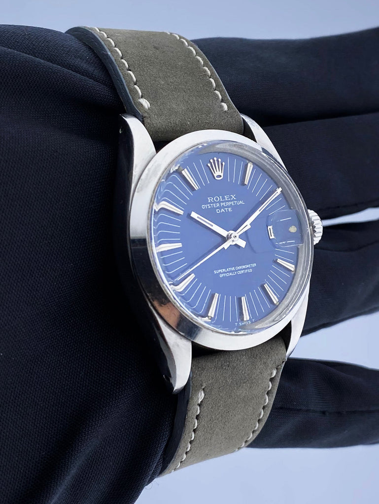 Blue Oyster Perpetual With Leather Strap Rolex Oyster Perpetual