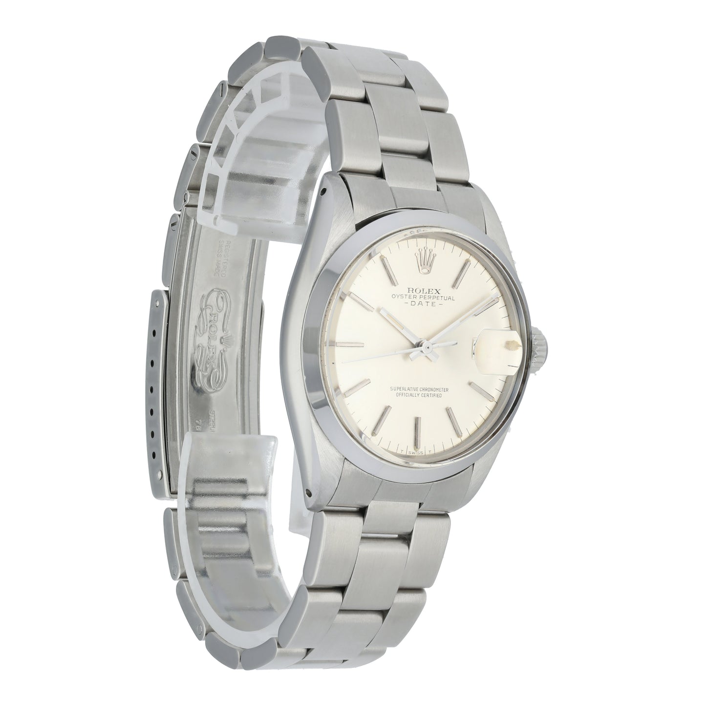 Rolex Oyster Perpetual Date 1500 non quick 34mm steel watch serial 3613598 circa 1974