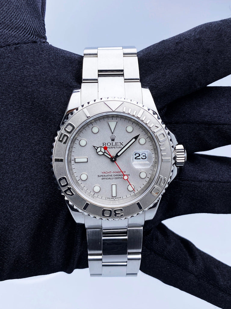 Rolex Yacht Master 16622 Platinum Bezel Mens Watch Box & Papers