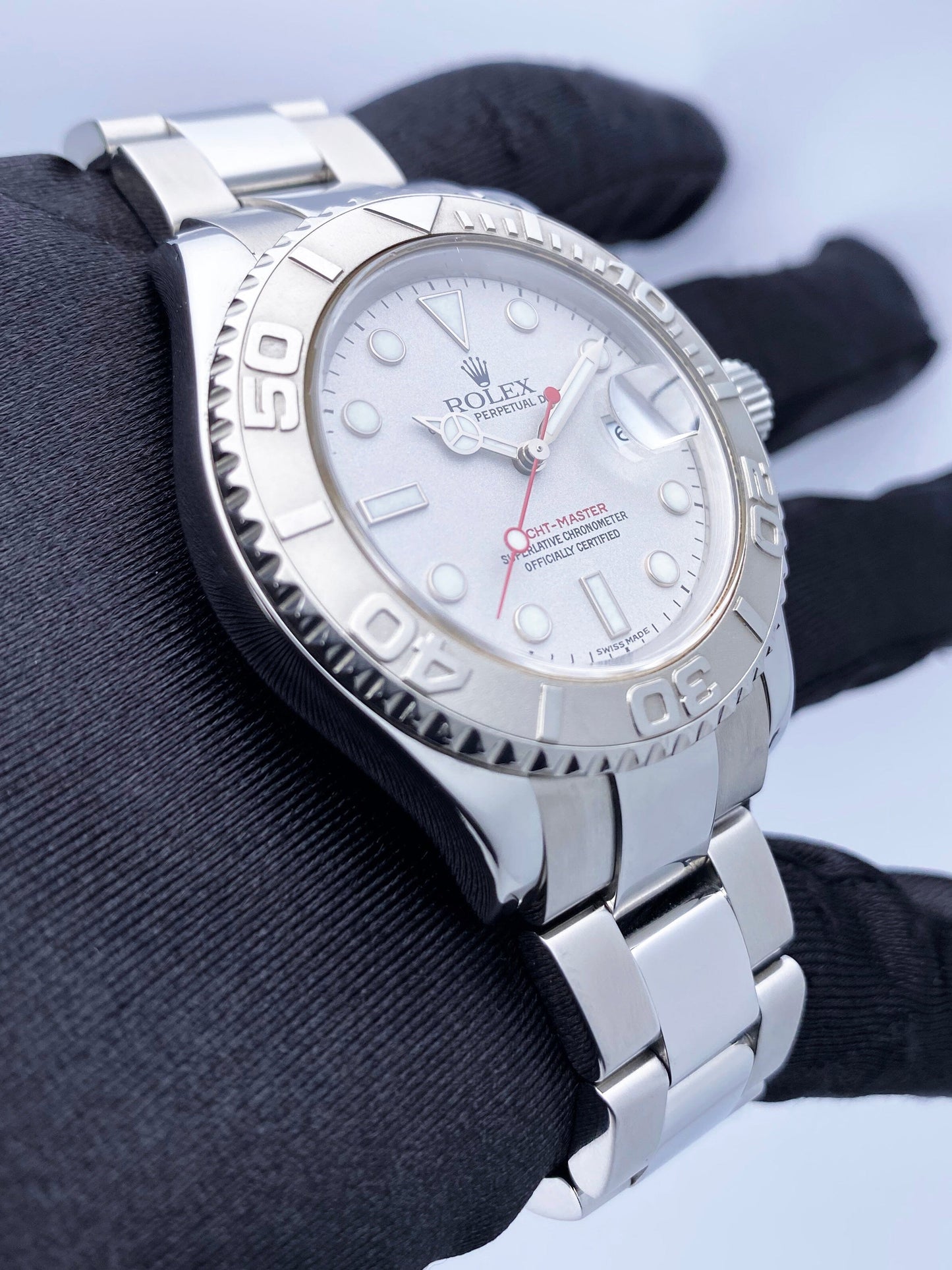 Rolex Yacht Master 16622 Platinum Bezel Mens Watch Box Papers