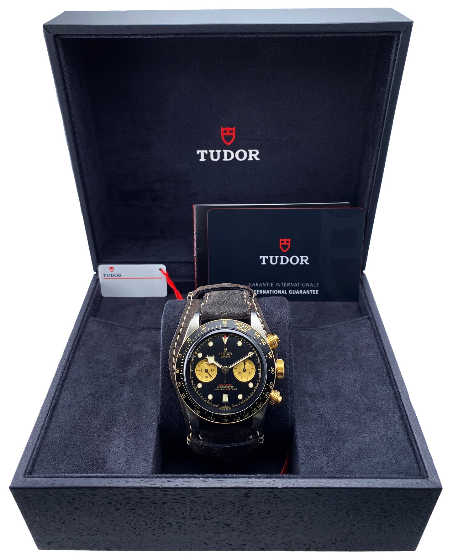 Tudor Heritage Black Bay Chronograph 79363N Mens Watch Box Papers