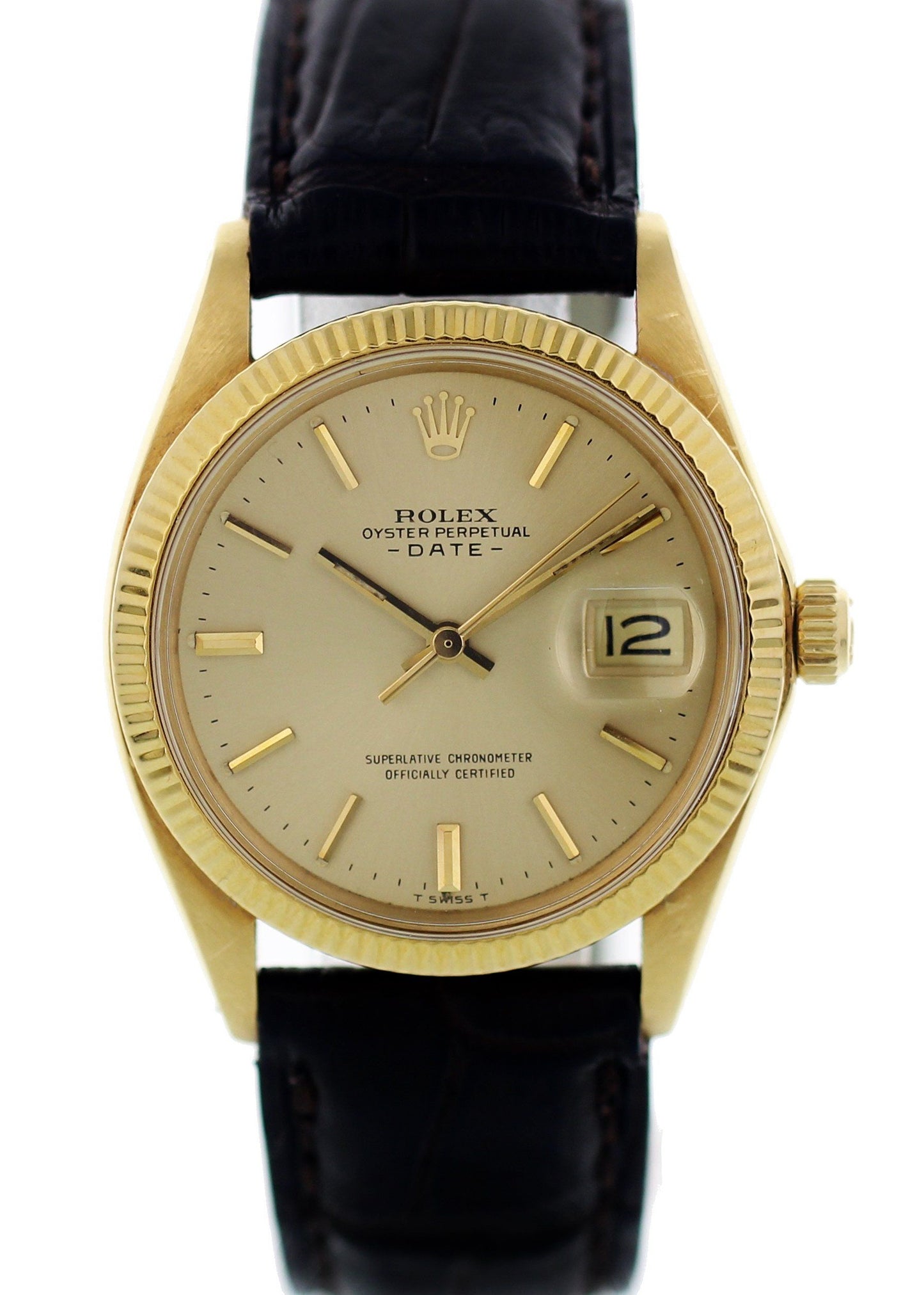 Vintage Rolex Oyster Perpetual Date 1503 18K Yellow Gold Watch - Wristwatch