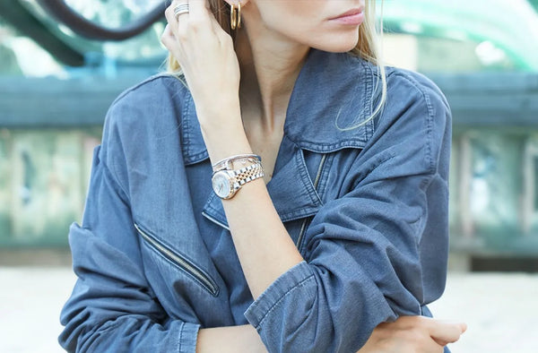 Woman wearing a rolex