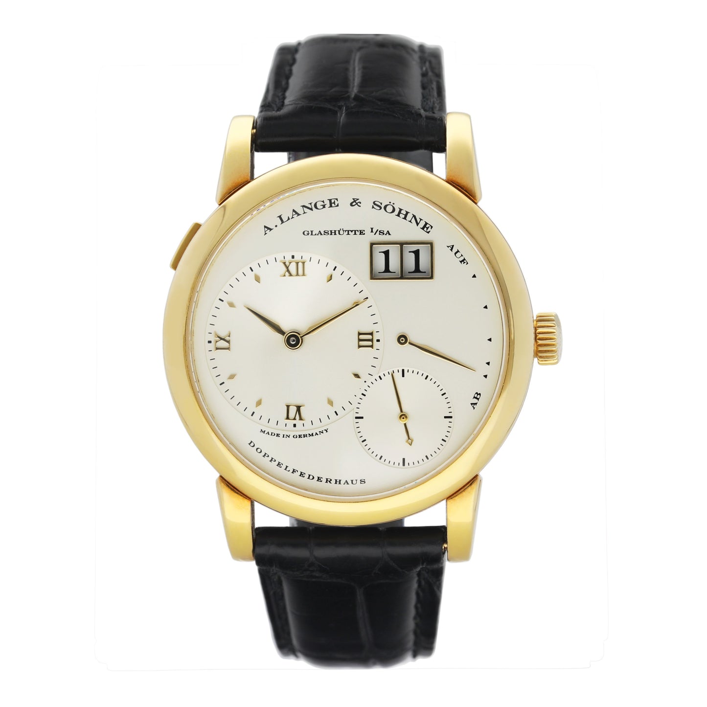A. Lange & Sohne Lange 1 101.021 Silver Dial 18K Yellow Gold Mens Watch