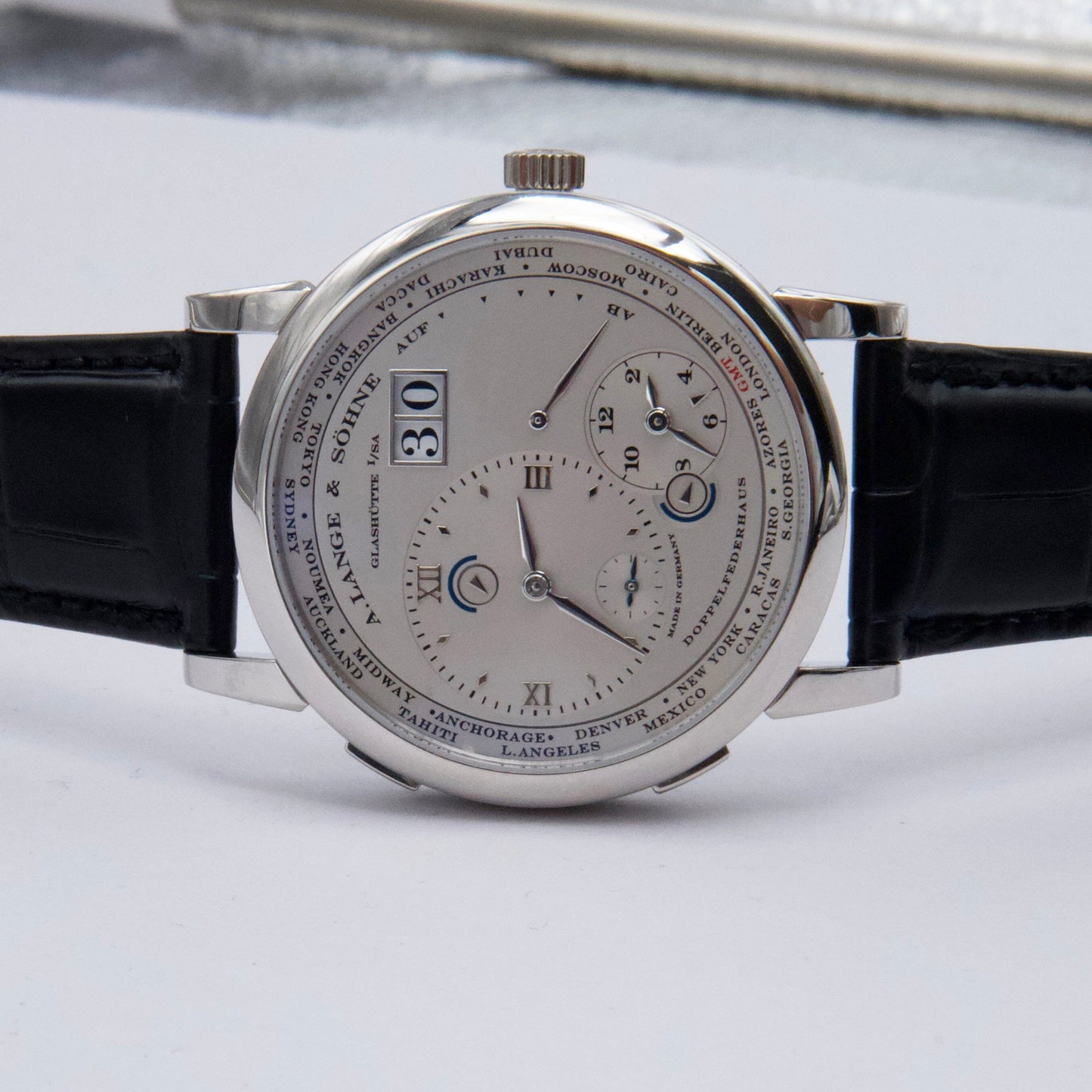 A. Lange & Sohne 1 116.025 Silver Dial Platinum Mens Watch Box Service Papers - Watches