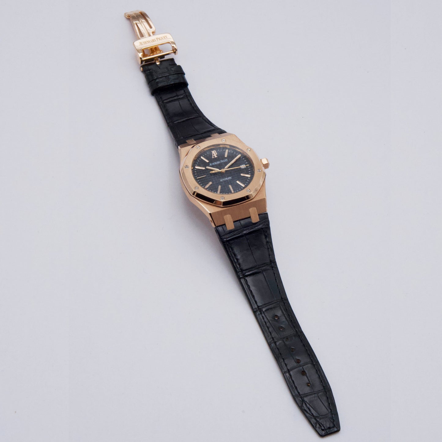 Audemars Piguet 15300OR Black Dial 18K Rose Gold Mens Watch - Virtual