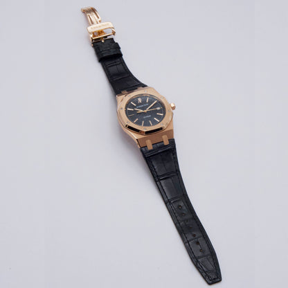 Audemars Piguet 15300OR Black Dial 18K Rose Gold Mens Watch - Virtual