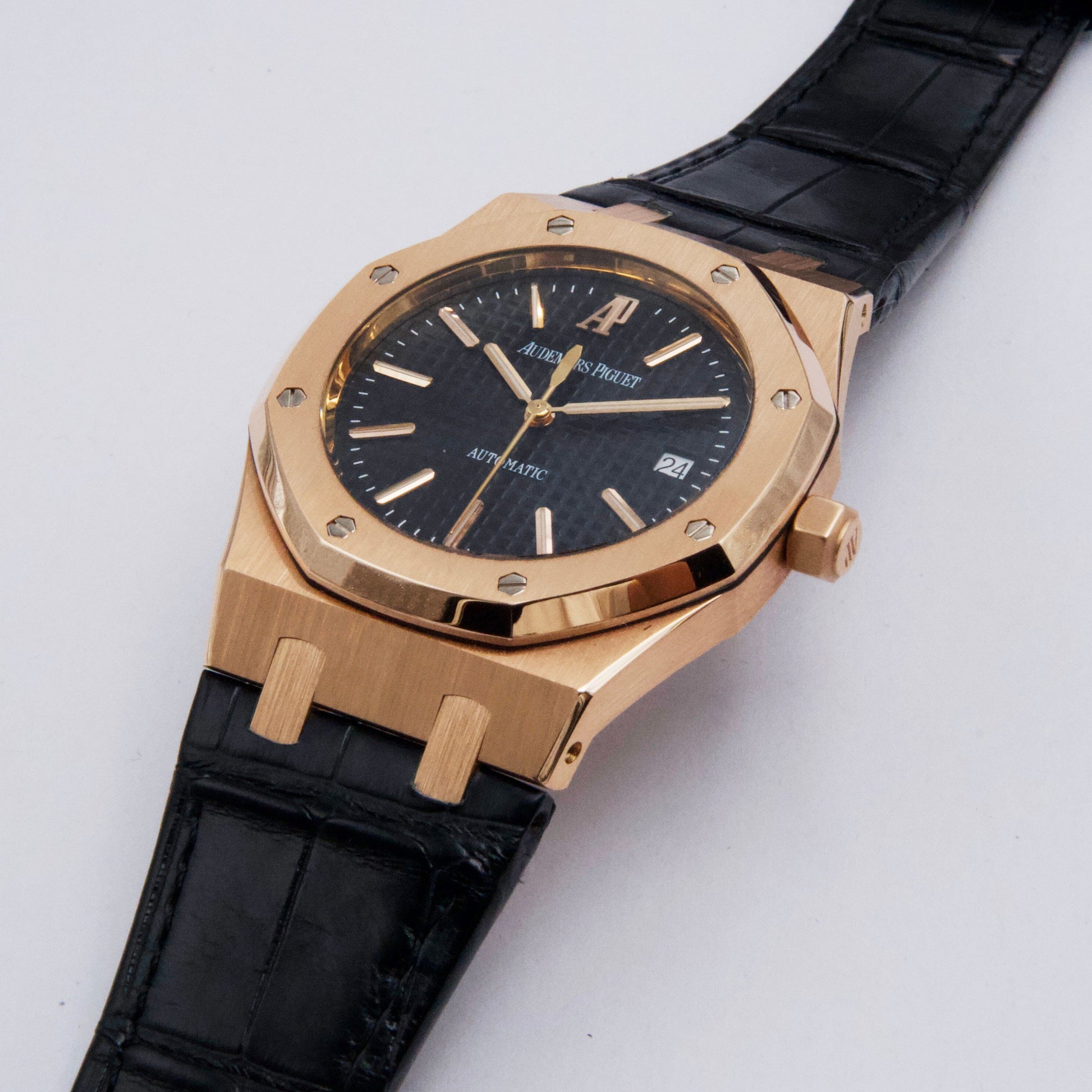 Audemars Piguet 15300OR Black Dial 18K Rose Gold Mens Watch - Virtual