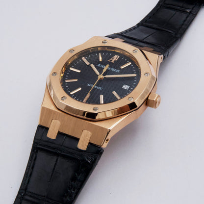 Audemars Piguet 15300OR Black Dial 18K Rose Gold Mens Watch - Virtual