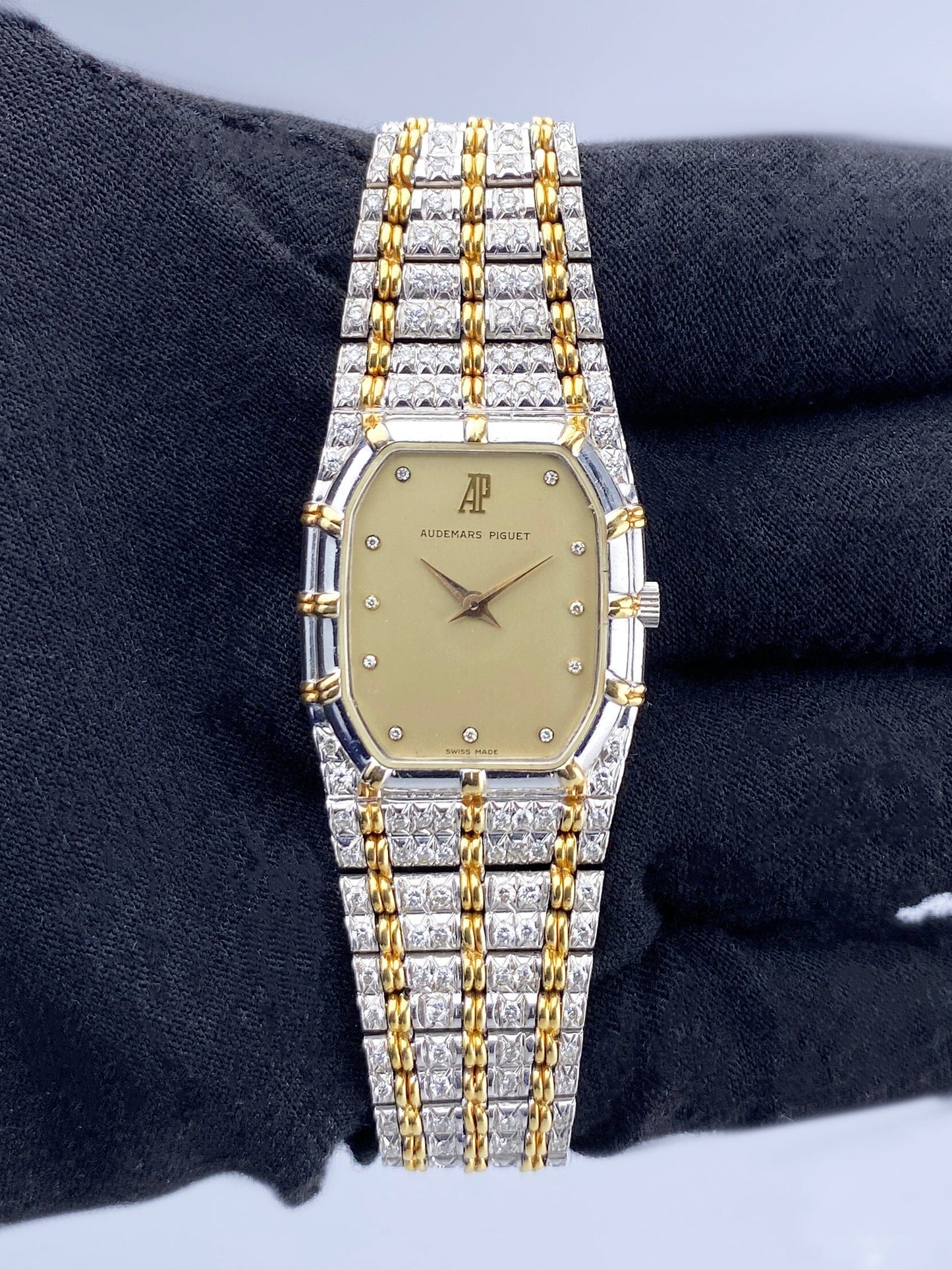 Audemars Piguet Bamboo Diamond Champagne Dial Two Tone Ladies Watch - Watches