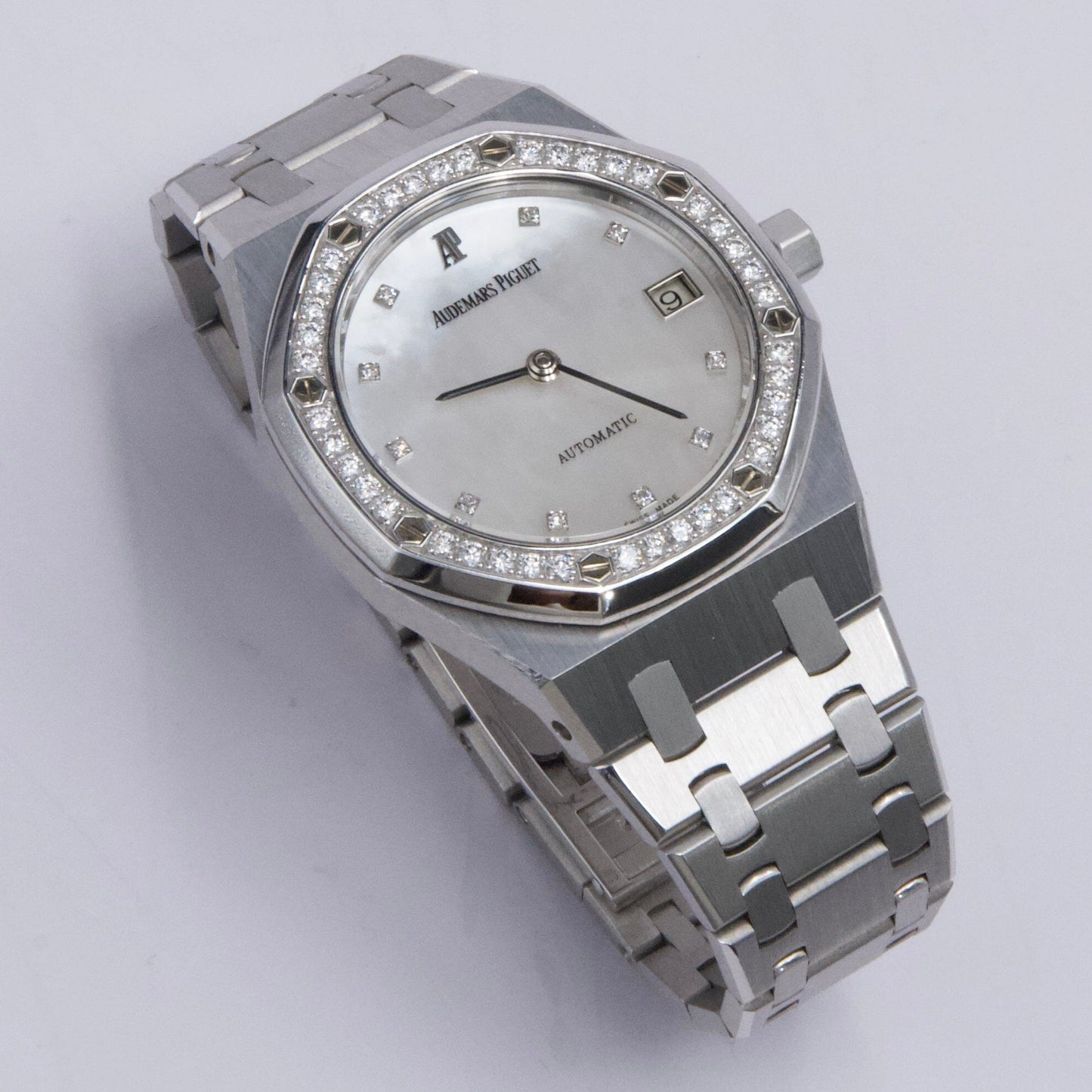Audemars Piguet Royal Oak 14813BC Diamond MOP 18K White Gold Mens Watch Box Papers - Watches