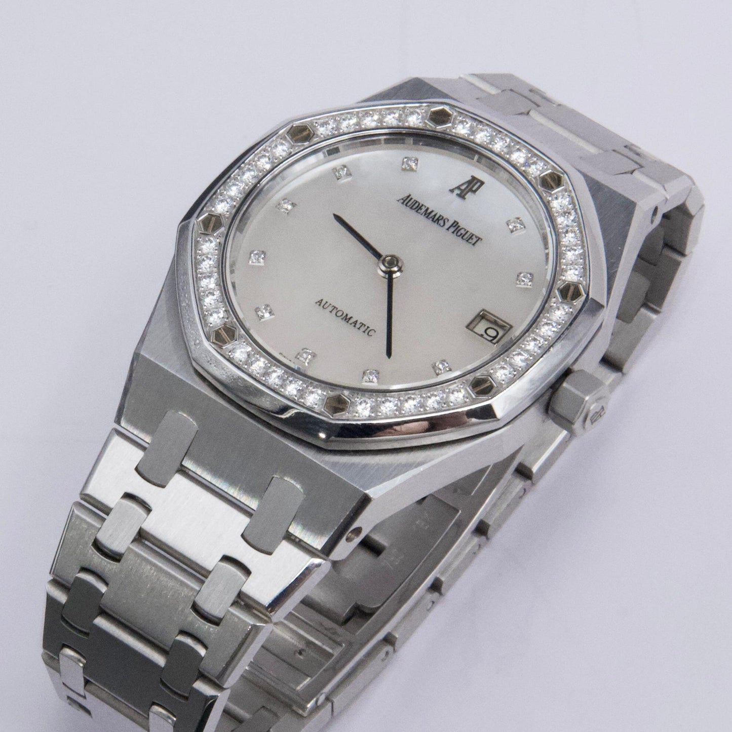 Audemars Piguet Royal Oak 14813BC Diamond MOP 18K White Gold Mens Watch Box Papers - Watches