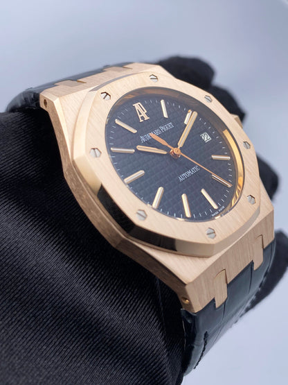 Audemars Piguet Royal Oak 15300OR Black Dial Mens Watch Box Papers - Watches