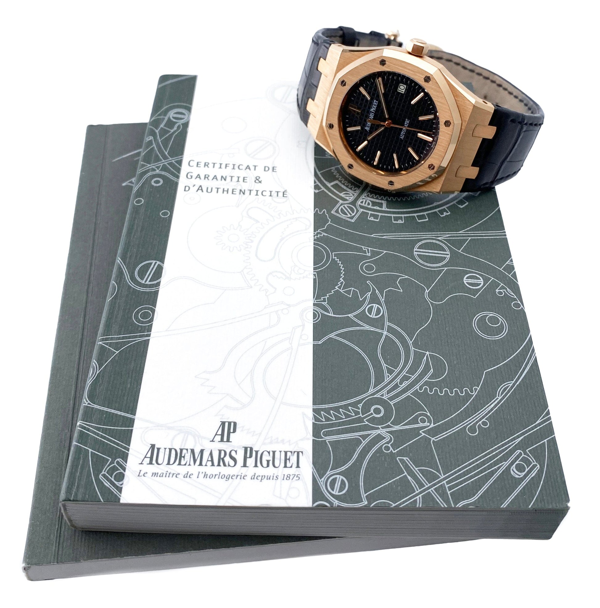 Audemars Piguet Royal Oak 15300OR Black Dial Mens Watch Box Papers - Watches