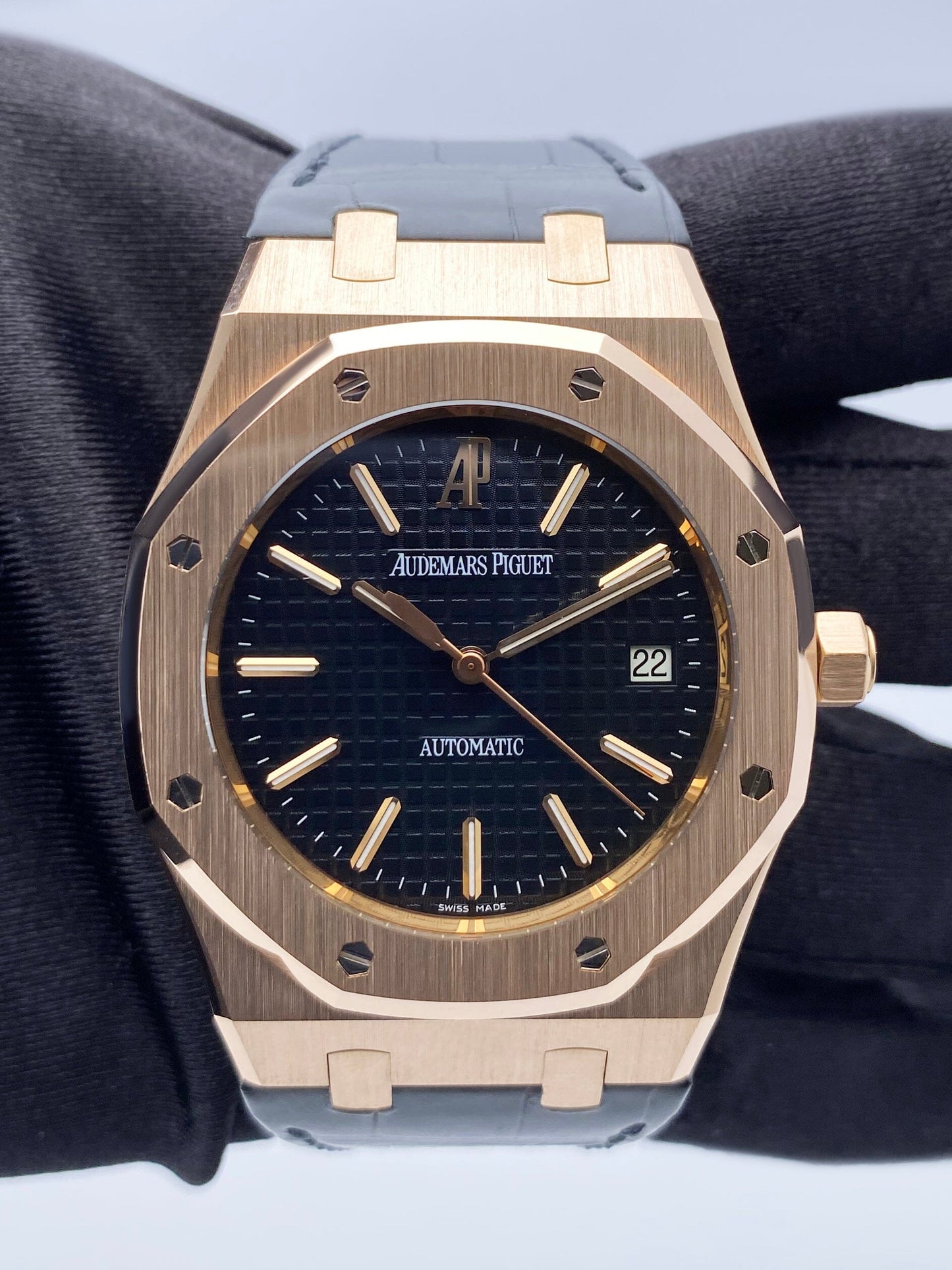 Audemars Piguet Royal Oak 15300OR Black Dial Mens Watch Box Papers - Watches