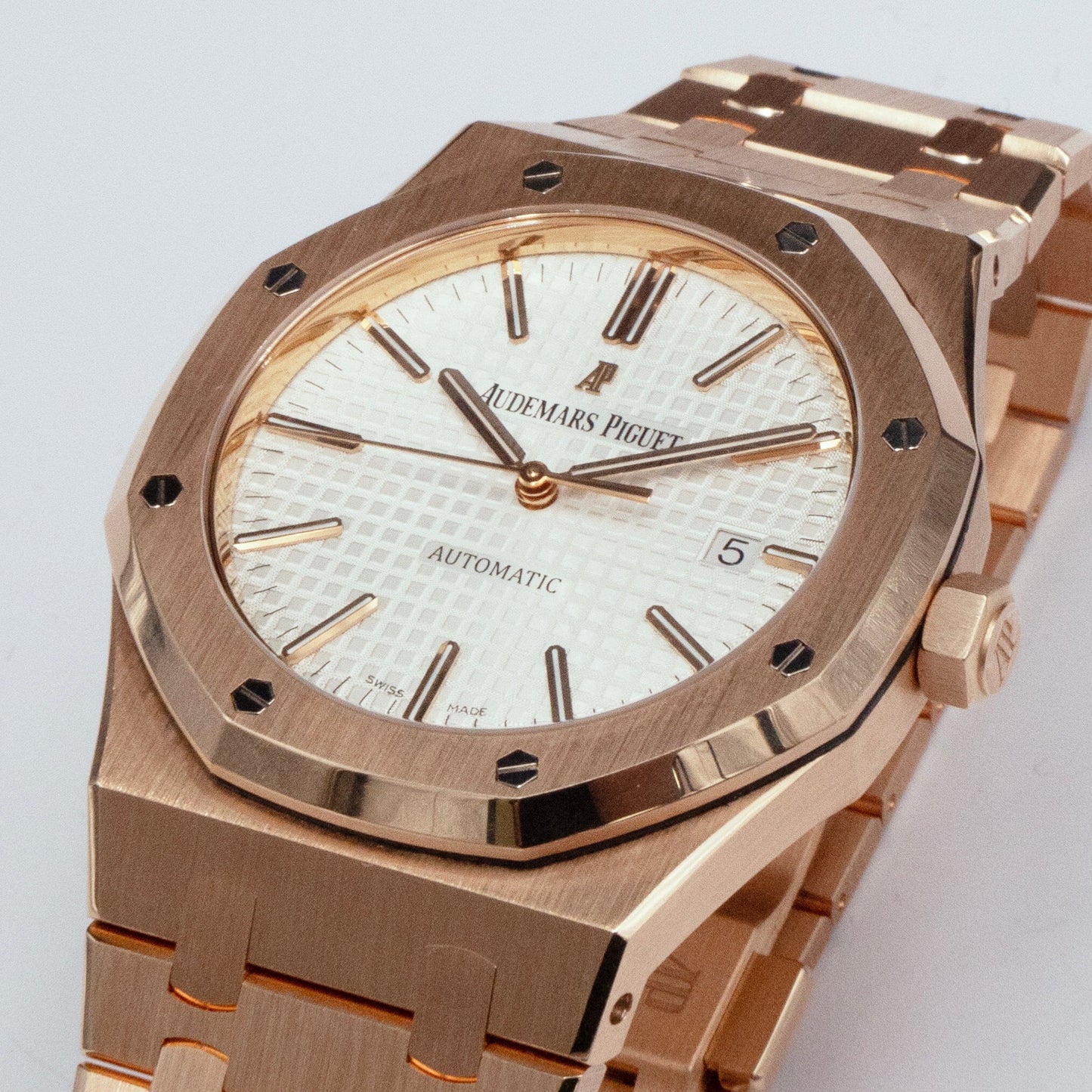 Audemars Piguet Royal Oak 15400OR 18K Rose Gold White Dial Box Papers - Watches